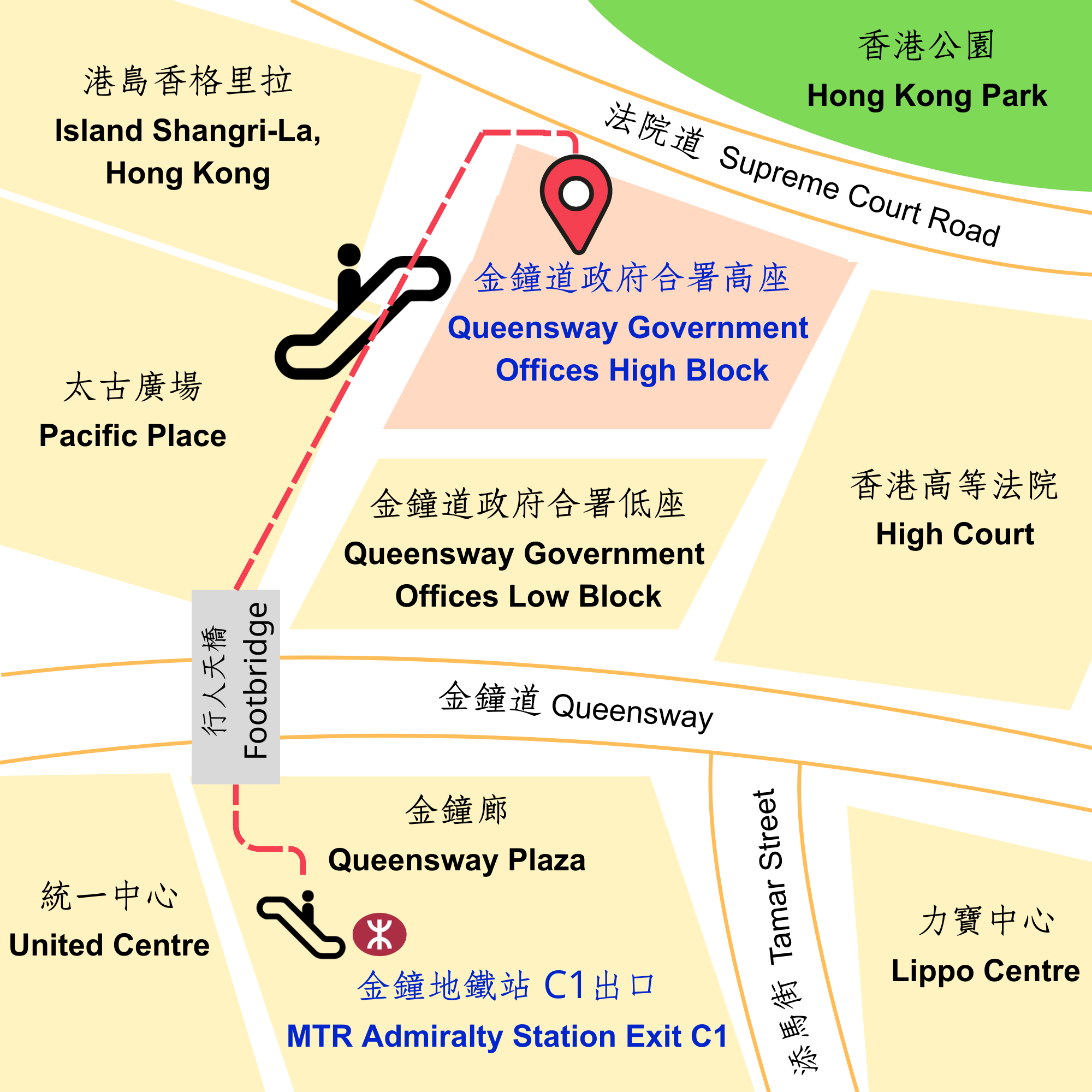 Route Map from MTR Admiralty Station